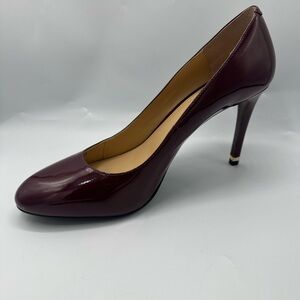 Michael  Kors Women's Leather Pumps 10 M High Heels Burgundy Red Slip On Shoes